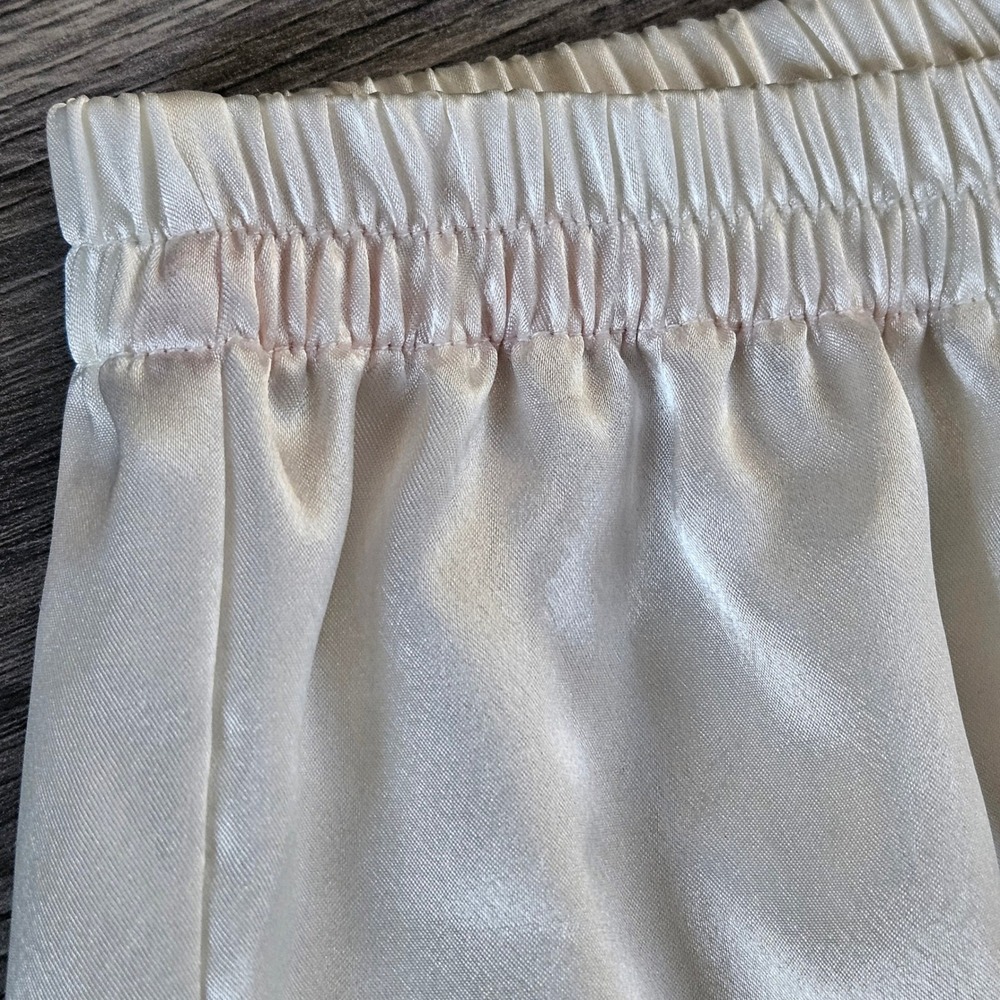 Vintage Victorias Secret Gold Label Pajama 2 Pc Set Ivory Satin Floral Stripe M - Picture 12 of 14